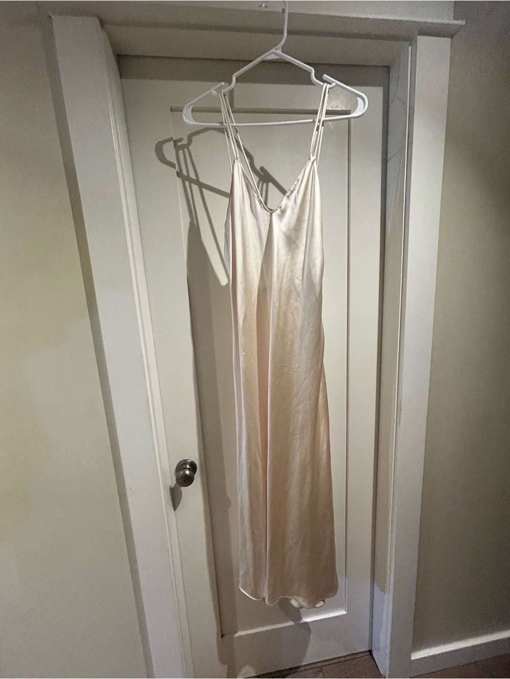 ZARACream Satin Slip Chemise - Lightweight V-Neck Nightdress
